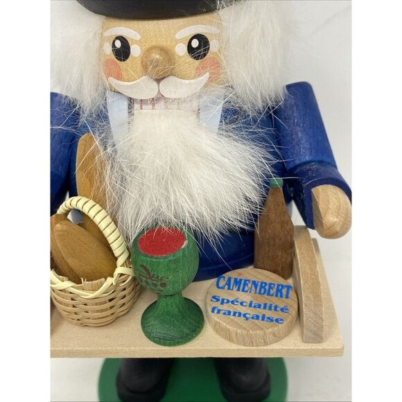 Richard Glasser Seiffen German Wooden Nutcracker French Man Wine & Cheese Bread - Picture 2 of 12